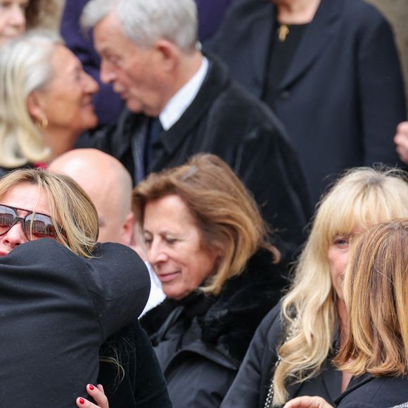 Sarah Poniatowski (Lavoine) et son compagnon Roschdy Zem, Pierre Rambaldi - Sorties des obsèques du prince Jean-Stanislas Poniatowski en l'Eglise polonaise à Paris, France, le 29 avril 2024. © Jacovides-Moreau/Bestimage