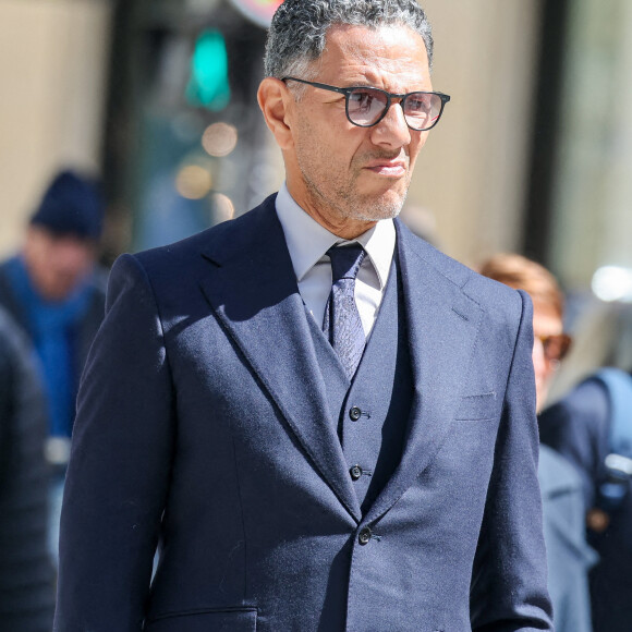 Roschdy Zem - Arrivées aux obsèques du prince Jean-Stanislas Poniatowski en l'Eglise polonaise à Paris, France, le 29 avril 2024. © Jacovides-Moreau/Bestimage