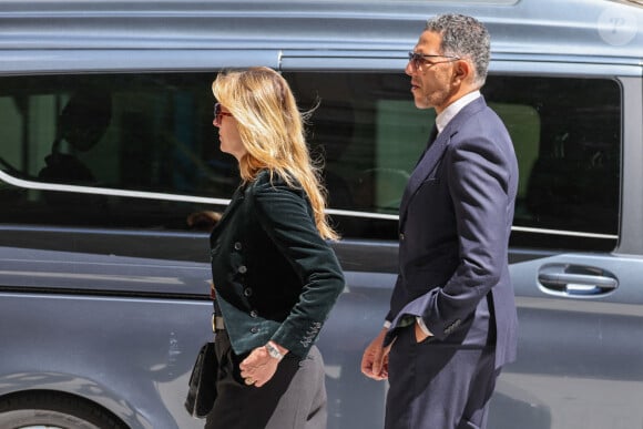 Sarah Poniatowski (Lavoine) et son compagnon Roschdy Zem - Arrivées aux obsèques du prince Jean-Stanislas Poniatowski en l'Eglise polonaise à Paris, France, le 29 avril 2024. © Jacovides-Moreau/Bestimage