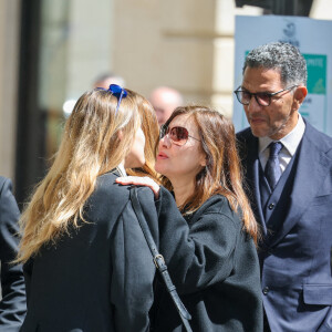 Milo Lavoine, Yasmine Lavoine, Roman Lavoine, les petits-enfants du défunt, Roschdy Zem - Arrivées aux obsèques du prince Jean-Stanislas Poniatowski en l'Eglise polonaise à Paris, France, le 29 avril 2024. © Jacovides-Moreau/Bestimage