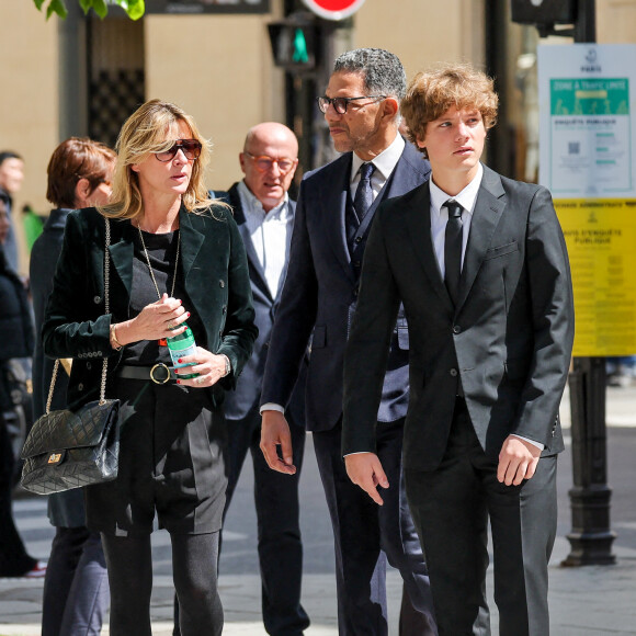 Sarah Poniatowski (Lavoine), son compagnon Roschdy Zem, Roman Lavoine - Arrivées aux obsèques du prince Jean-Stanislas Poniatowski en l'Eglise polonaise à Paris, France, le 29 avril 2024. © Jacovides-Moreau/Bestimage