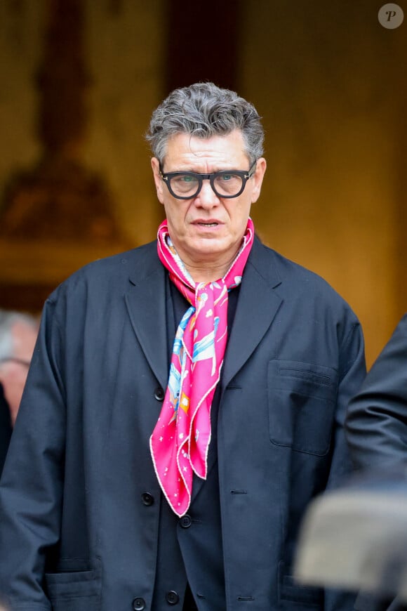 Marc Lavoine, Luc Duchêne - Sorties des obsèques du prince Jean-Stanislas Poniatowski en l'Eglise polonaise à Paris, France, le 29 avril 2024. © Jacovides-Moreau/Bestimage