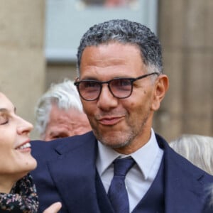 Melita Toscan du Plantier et Roschdy Zem - Sorties des obsèques du prince Jean-Stanislas Poniatowski en l'Eglise polonaise à Paris, France, le 29 avril 2024. © Jacovides-Moreau/Bestimage