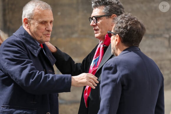 Jean-Charles de Castelbajac, Marc Lavoine - Sorties des obsèques du prince Jean-Stanislas Poniatowski en l'Eglise polonaise à Paris, France, le 29 avril 2024. © Jacovides-Moreau/Bestimage