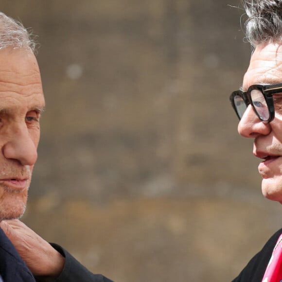 Jean-Charles de Castelbajac, Marc Lavoine - Sorties des obsèques du prince Jean-Stanislas Poniatowski en l'Eglise polonaise à Paris, France, le 29 avril 2024. © Jacovides-Moreau/Bestimage