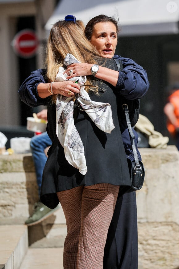 Yasmine Lavoine et mademoiselle Agnès (Agnès Boulard) - Arrivées aux obsèques du prince Jean-Stanislas Poniatowski en l'Eglise polonaise à Paris, France, le 29 avril 2024. © Jacovides-Moreau/Bestimage