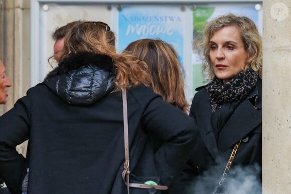 Mélita Toscan du Plantier - Sorties des obsèques du prince Jean-Stanislas Poniatowski en l'Eglise polonaise à Paris, France, le 29 avril 2024. © Jacovides-Moreau/Bestimage 