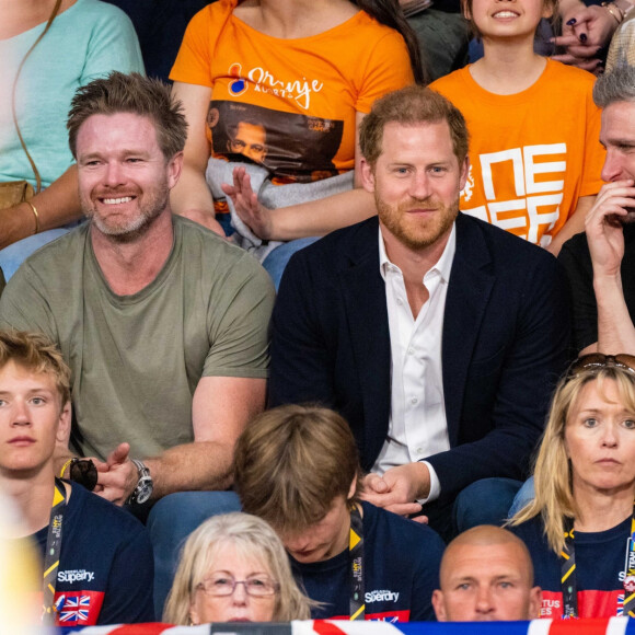 Le prince Harry, duc de Sussex, assiste à la dynamophilie lors de la 5ème édition des Jeux Invictus 2020 au Zuiderpark à La Haye, Pays-Bas, le 21 avril 2022. 