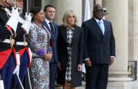 PHOTOS Brigitte et Emmanuel Macron : Déjeuner de travail à l'Elysée, la première dame rivalise d'élégance avec son invitée