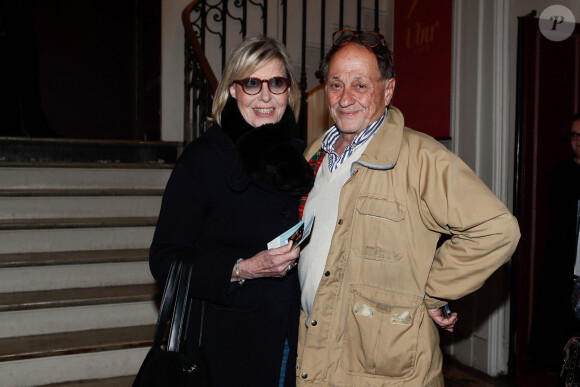 Exclusif - Chantal Ladesou et son mari Michel Ansault - Générale de la pièce "La Joconde parle enfin" écrite par L. Ruquier au théâtre de l'oeuvre à Paris, France, le 04 avril 2024. © Christophe Clovis / Bestimage