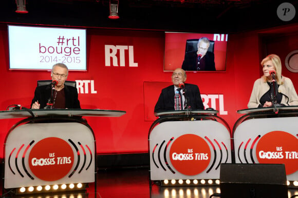 Laurent Ruquier, Pierre Benichou et Chantal Ladesou - Conférence de rentrée de RTL à Paris. Le 4 septembre 2014