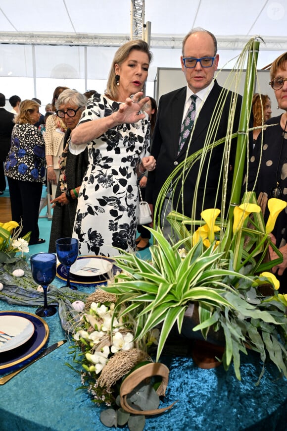 Le prince Albert II de Monaco et la princesse Caroline de Hanovre - Le 55ème Concours International de Bouquets à Monaco, le 4 avril 2024. © Bruno Bebert/Bestimage