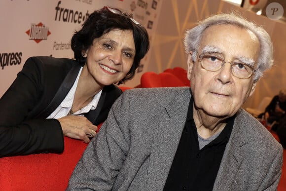 Bernard Pivot et sa fille Cecile Pivot lors du 38 ème salon du livre de Paris le 16 Mars 2018 à la Porte de Versailles de Paris © Cédric Perrin/Bestimage