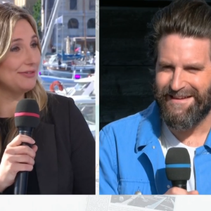 Marie Portolano et son mari Grégoire Ludig dans "Télématin" sur France 2 le 8 mai 2024.