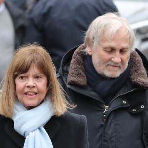 Chantal Goya et son mari Jean-Jacques Debout - Arrivées aux obsèques de Michou en l'église Saint-Jean de Montmartre à Paris. Le 31 janvier 2020