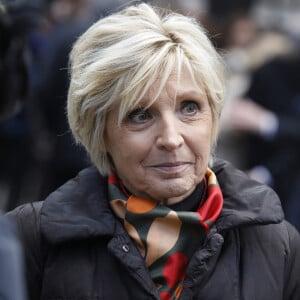 Evelyne Dheliat - Sorties des obsèques de Jean-Pierre Pernaut en la Basilique Sainte-Clotilde à Paris, France, le 9 mars 2022. © Denis Guignebourg/BestImage