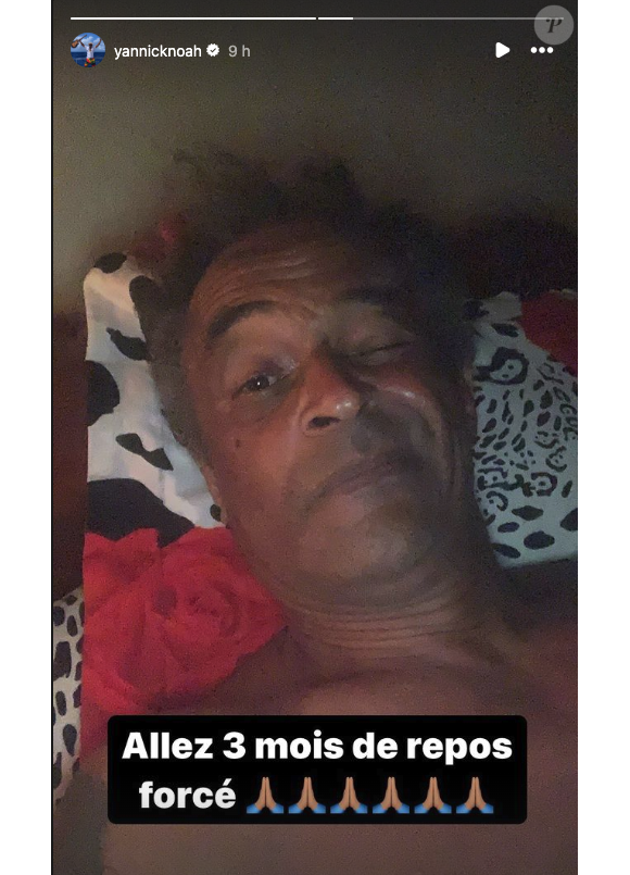 Dans sa story, Yannick Noah a partagé un selfie de lui au lit
 