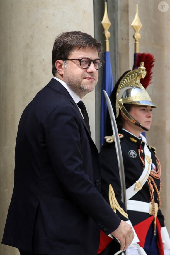 Benoît Payan, maire de Marseille - Le président de la République française reçoit les maires des communes victimes de violences, au palais de l'Elysée, à Paris, France,, le 4 juillet 2023. © Stéphane Lemouton/Bestimage