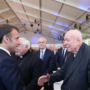 Le président Emmanuel Macron, Jean-Claude Gaudin - - Le président Emmanuel Macron inaugure le centre de formation et d'innovation TANGRAM du groupe CMA CGM à Marseille le 7 mai 2024. © Dominique Jacovides / Bestimage