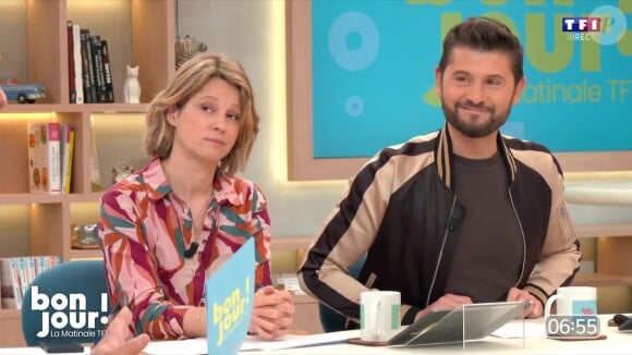 La veille, Christophe Beaugrand a été le seul de l'équipe à faire le pont
Maud Descamps et Christophe Beaugrand dans "Bonjour !"