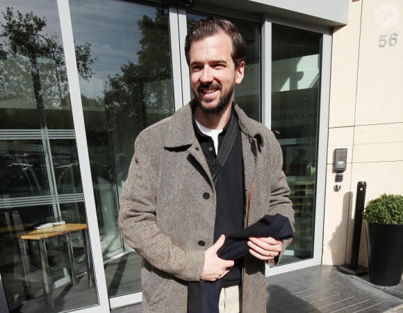 Marc-Antoine Le Bret à la sortie des studios de RTL à Paris, France, le 17 octobre 2023. © Jonathan Rebboah/Panoramic/Bestimage