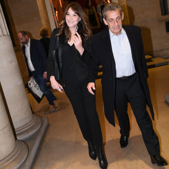 Exclusif - Nicolas Sarkozy et sa femme Carla Bruni-Sarkozy - Dîner des "Femmes Culottées" Etam au Musée de la Monnaie à Paris le 22 mars 2022. © Rachid Bellak/Bestimage 