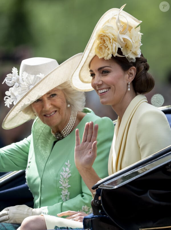 Catherine (Kate) Middleton, Duquesa de Cambridge, Camilla Parker Bowles, Duquesa de Cornualles - El desfile Trooping the Color 2019, que celebra el 93 cumpleaños de la Reina Isabel II, en el Palacio de Buckingham, Londres, 8 de junio de 2019.