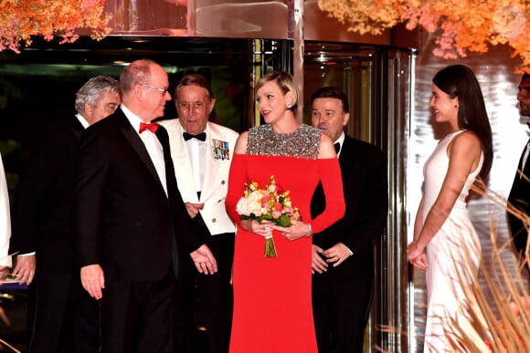 Le prince Albert II de Monaco et la princesse Charlène durant la soirée de gala du 81ème Grand Prix de Formule 1 de Monaco, salle des Etoiles du Sporting de Monaco, le 26 mai 2024. Cette soirée met à l'honneur le vainqueur du Grand Prix, le monégasque Charles Leclerc. © Bruno Bebert/Bestimage 