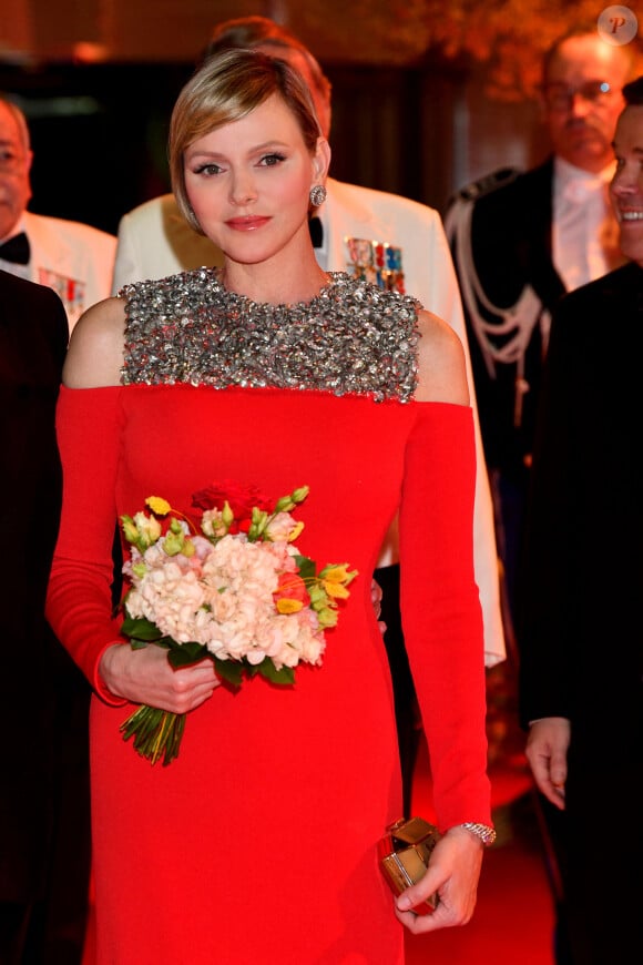 La princesse Charlène de Monaco durant la soirée de gala du 81ème Grand Prix de Formule 1 de Monaco, salle des Etoiles du Sporting de Monaco, le 26 mai 2024. Cette soirée met à l'honneur le vainqueur du Grand Prix, le monégasque Charles Leclerc. © Bruno Bebert/Bestimage 