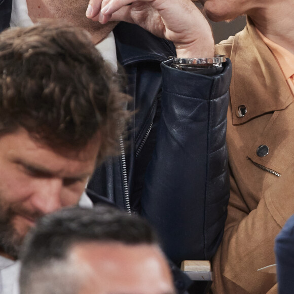 Natasha St-Pier et son compagnon Vincent Bidal dans les tribunes lors des Internationaux de France de tennis de Roland Garros 2024 à Paris, France, le 28 mai 2024. © Jacovides-Moreau/Bestimage 