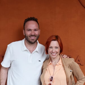 Vincent Bidal et sa compagne Natasha St-Pier - Les célébrités au village lors des Internationaux de France de tennis de Roland Garros 2024 à Paris. Le 28 mai 2024. © Jacovides-Moreau / Bestimage 