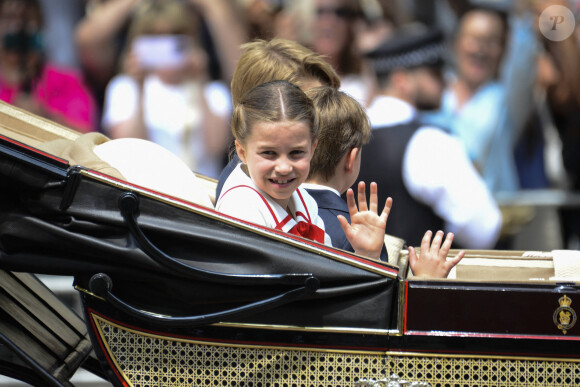 La famille royale d'Angleterre lors du défilé "Trooping the Colour" à Londres. Le 17 juin 2023