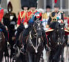 En raison de son état de santé préoccupant, le roi Charles III ne se déplacera pas à cheval comme l'an dernier, mais en calèche.
La famille royale d'Angleterre lors du défilé "Trooping the Colour" à Londres. Le 17 juin 2023