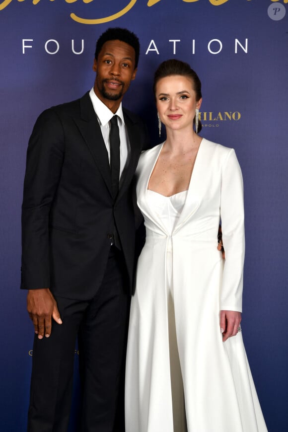 Exclusif - Gaël Monfils et sa femme Elina Svitolina - Photocall du gala annuel de la Fondation Elina Svitolina au Yacht Club de Monaco. Le 2 décembre 2022 © Bruno Bebert / Bestimage