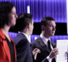 Manon Aubry, La France Insoumise, François Xavier Bellamy, Les Républicains, Jordan Bardella, Rassemblement National - Les principales têtes de liste aux élections européennes débattent sur le plateau de télévision CNEWS, présentés par Laurence Ferarri et Pierre de Vilno, Paris, le 30 mai 2024. © Stéphane Lemouton / Bestimage 