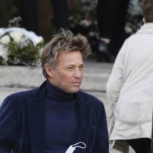 Laurent Delahousse - Sorties des obsèques de Jean-Pierre Pernaut en la Basilique Sainte-Clotilde à Paris, France, le 9 mars 2022. © Denis Guignebourg/BestImage 