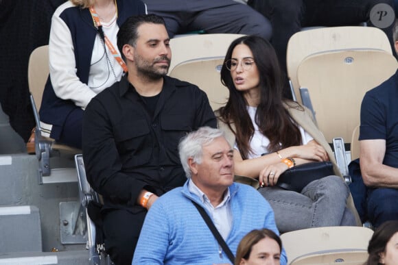 Mehdi Abdelhedi (propriétaire du restaurant Cesar) et sa femme dans les tribunes des Internationaux de France de tennis de Roland Garros 2024 à Paris le 4 juin 2024. © Jacovides-Moreau/Bestimage