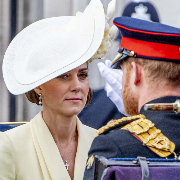 La famille royale britannique lors de la Queen's Birthday Parade pour célébrer l'anniversaire officiel de Sa Majesté la Reine. Cette année, le régiment "trooping" son Colour (drapeau régimentaire de cérémonie) est le 1st Battalion Grenadier Guards, avec mille quatre cents soldats qui participeront à l'événement. Presque tous les membres de la famille royale assistent à l'événement. Londres, Royaume-Uni, le 08 juin 2019. Photo par Robin Utrecht/ABACAPRESS.COM