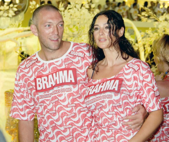 Monica Bellucci et son mari, Vincent Cassel, profitent du carnaval brésilien au stand de luxe de la bière Brahma à Rio de Janeiro, au Brésil, le 3 février 2008. Photo par Ramey Agency/ABACAPRESS.COM