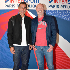 Robert Pirès, Frank Leboeuf lors de l'inauguration d'un magasin Intersport Paris République à Paris le 5 juin 2024. © Veeren / Bestimage 