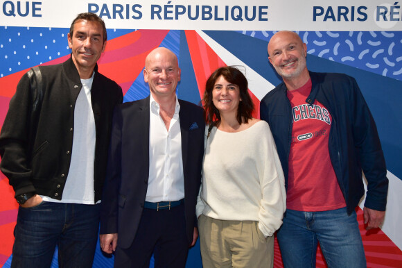 Robert Pirès, Jacky Rihouet, Pdg Intersport France, Estelle Denis, Frank Leboeuf lors de l'inauguration d'un magasin Intersport Paris République à Paris le 5 juin 2024. © Veeren / Bestimage 