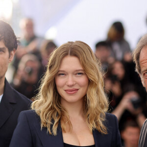 Louis Garrel, Léa Seydoux et Vincent Lindon - Photocall du film "Le deuxième acte", présenté hors compétition, lors du 77ème Festival International du Film de Cannes (14 - 25 mai 2024), le 15 mai 2024. 