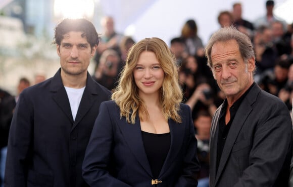 Louis Garrel, Léa Seydoux et Vincent Lindon - Photocall du film "Le deuxième acte", présenté hors compétition, lors du 77ème Festival International du Film de Cannes (14 - 25 mai 2024), le 15 mai 2024. 