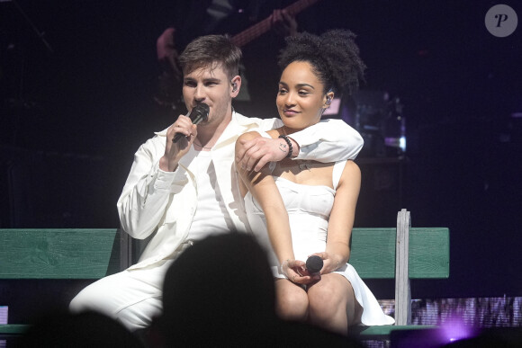 Julien Liebermann et Candice Vernet lors du concert de la Star Academy à Lyon, le 15/03/24. Photo Sandrine Thesillat / Panoramic