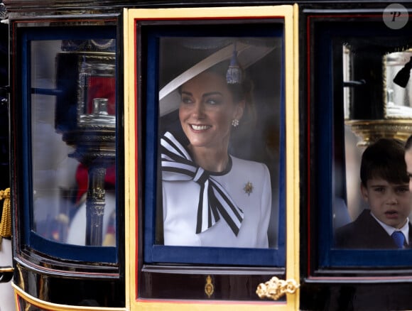 Kate Middleton - Les membres de la famille royale britannique au balcon du Palais de Buckingham lors de la parade militaire "Trooping the Colour" à Londres le 15 juin 2024