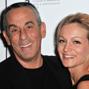 Thierry Ardisson et sa compagne Audrey Crespo-Mara - Photocall de la 2eme soiree d'inauguration du restaurant de 'La Petite Maison Nicoise' a l'hotel Fouquet's Barriere a Paris le 22 Janvier 2013. 