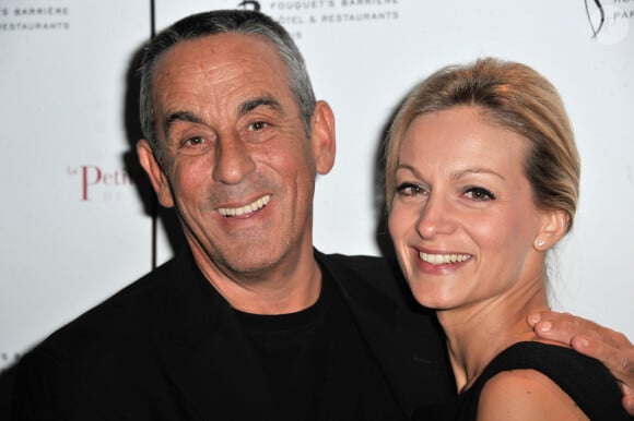 Thierry Ardisson et sa compagne Audrey Crespo-Mara - Photocall de la 2eme soiree d'inauguration du restaurant de 'La Petite Maison Nicoise' a l'hotel Fouquet's Barriere a Paris le 22 Janvier 2013. 