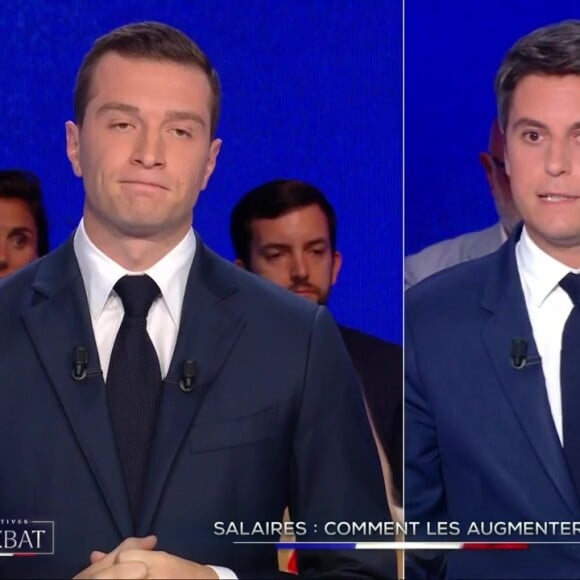 La baisse de la TVA proposée par le Rassemblement national a donné lieu à un échange tendu
Jordan Bardella et Gabriel Attal sur le plateau de "Législatives : Le débat" sur TF1