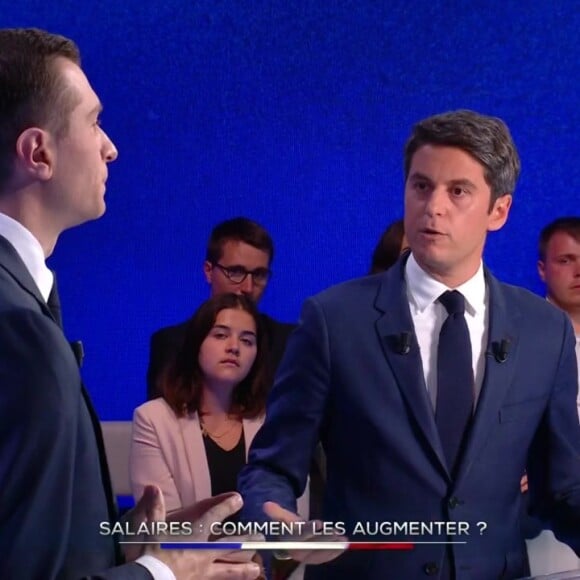 Tensions entre Gabriel Attal et Jordan Bardella sur TF1
Gabriel Attal et Jordan Bardella sur le plateau de "Législatives : Le débat" sur TF1