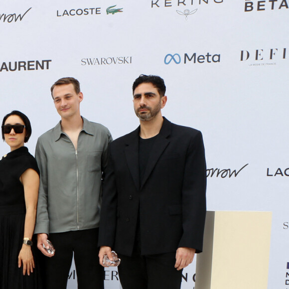 Exclusif - Emeric Tchatchoua, Edmond Luu, Nathalie Dufour, Guillaume Houzé, Anthony Vaccarello, Rachida Dati, Eva Chen, Christian Heikoop and Christopher Esber - 35ème édition des "Trophées ANDAM" dans les jardins du Palais Royal à Paris, France, le 27 juin 2024. © Christophe Clovis / Bestimage